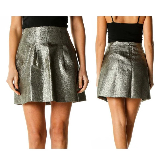 Madewell Metallic Gold A-line Mini Skirt, Size 12 - Picture 1 of 8